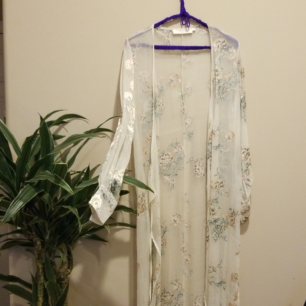 Sheer nightie, light blue with light pink flowers
